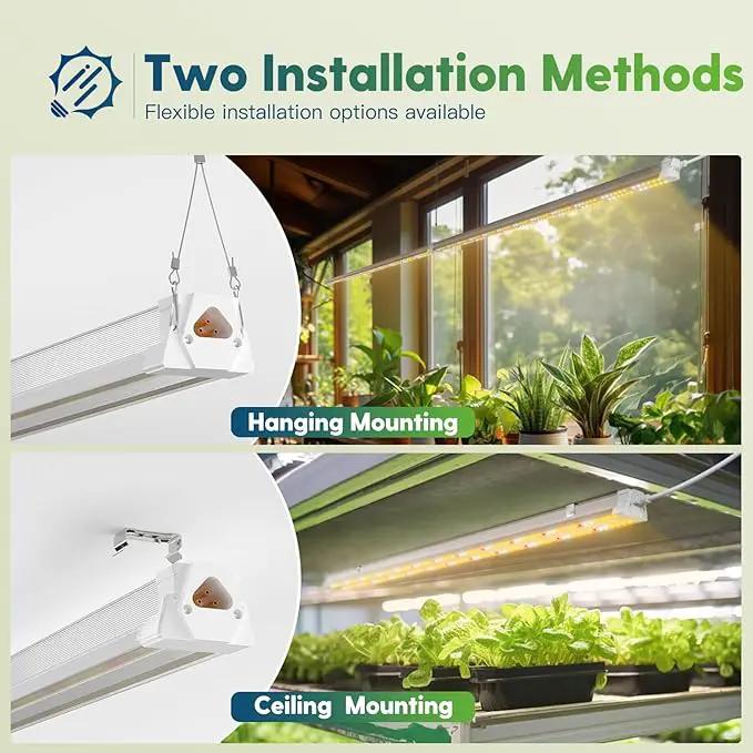 FREELICHT 1 Pack 4FT LED Grow Light with Timer, 40W (250W Equivalent), Full Spectrum Grow Lights for Indoor Plants with 9/12/15H Timer, Linkable Plant Growing Lamp for Hydroponic Plants Seeding Veg by GreenHaven Gardens