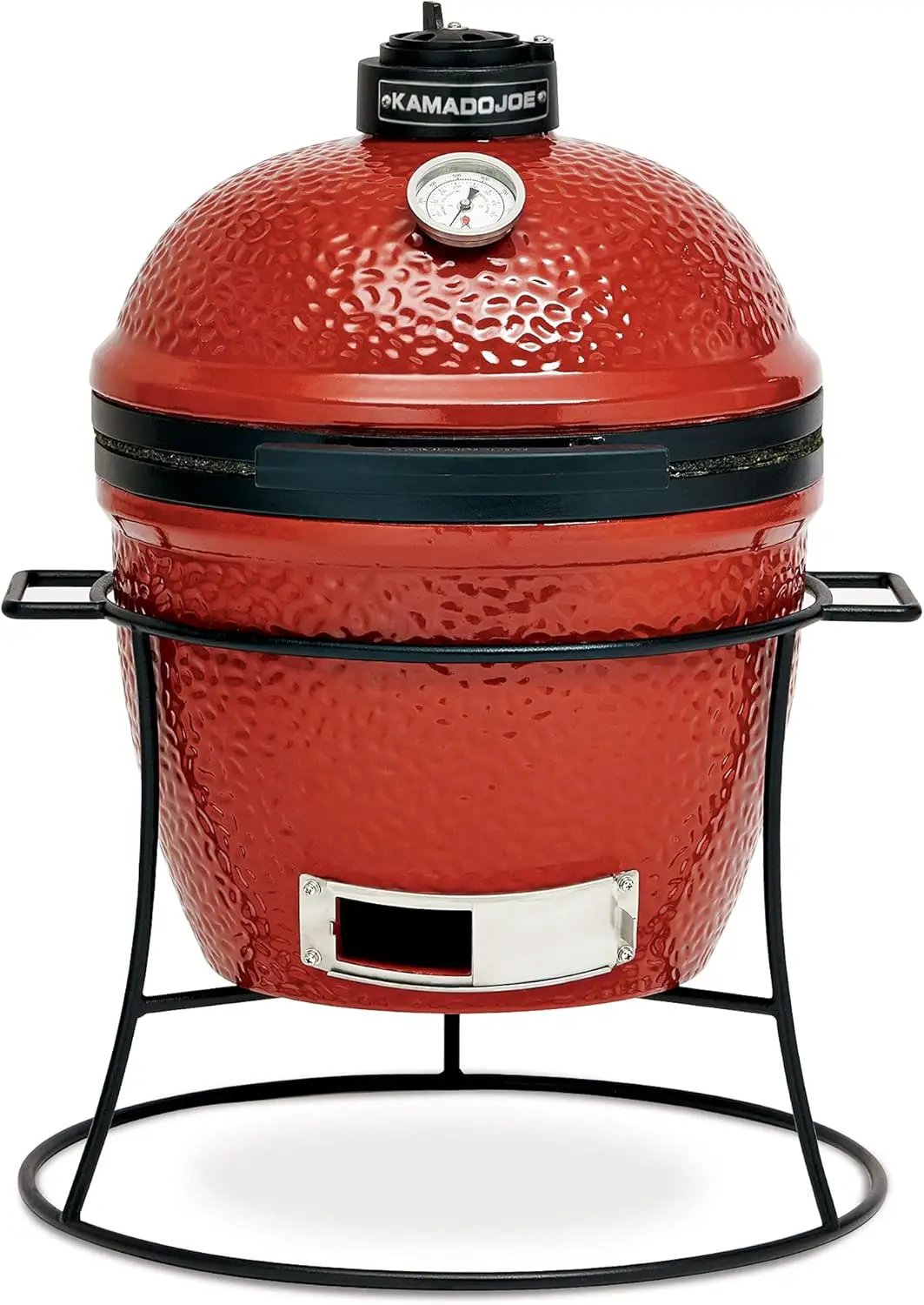 Kamado Joe KJ13RH Joe Jr. 13.5 inch Portable Charcoal Grill with Cast Iron Cart and Heat Deflectors, Blaze Red & Classic Accessories Veranda Water-Resistant 21 Inch Kamado Mini Ceramic BBQ Grill Cover by GreenHaven Gardens