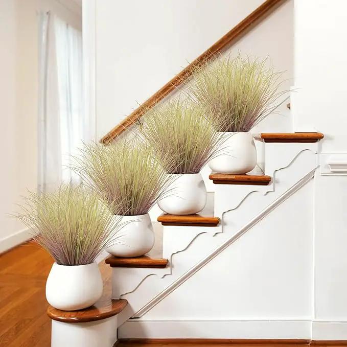 48Pcs Artificial Grass Plants, Faux Shrubs Wheat Grass, Artificial Tall Grass Fake Plants for Outdoor Decor,Artificial Greenery Stems Weed for Room Indoor Home Decor（Light Purple） by GreenHaven Gardens