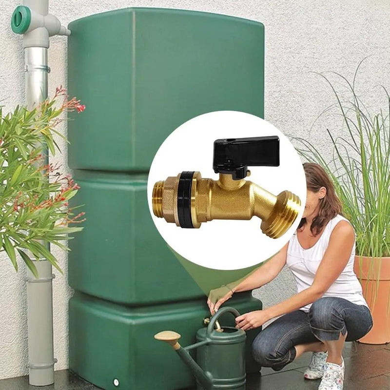 Brass Water Container Rain Barrel Faucets Spigot 3/4" G Male Thread Large Inlet to 3/4" GHT Male Thread Outlet with Quarter Turn Ball Valve Include Bulkhead Fitting and Washers 2PCS by GreenHaven Gardens