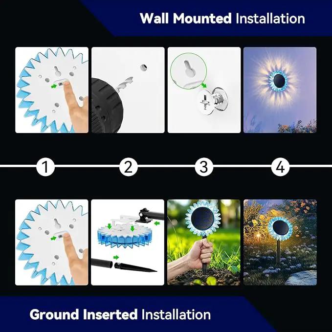 Hogni Solar Pathway Lights - 2 Pack LED Sunflower Garden Light, Waterproof Outdoor Decor for Wall, Lawn, Yard, Walkway, Patio, Landscape by GreenHaven Gardens
