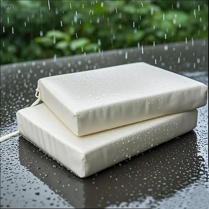 18.5 x 16 Inch Outdoor Chair Cushions for Patio Furniture, UV Resistant Non Slip Waterproof Replacement Patio Seat Cushion with Ties Set of 2, Beige by GreenHaven Gardens