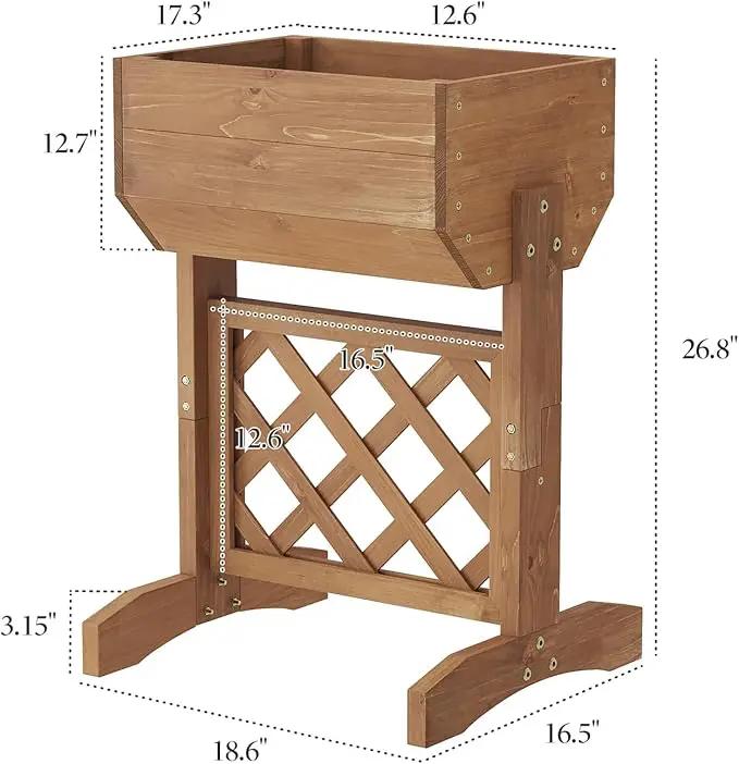 Raised Garden Bed, Standing Vertical Horticulture Planter Box for Backyard, Patio, Balcony, Planter for Flowers Herbs Vegetables for Indoor & Outdoo Decor with Trellis (Brown) by GreenHaven Gardens