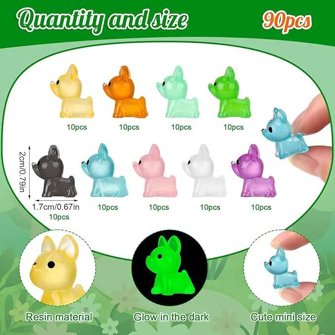 90 Pcs Luminous Mini Resin Dogs, Miniature Dog Figurines, Cute Small Dog Figures, Mini Dog Figurines Statues Glow in The Dark Crafts Cake Decor Tiny Home for Micro Landscape Dollhouse Garden by GreenHaven Gardens