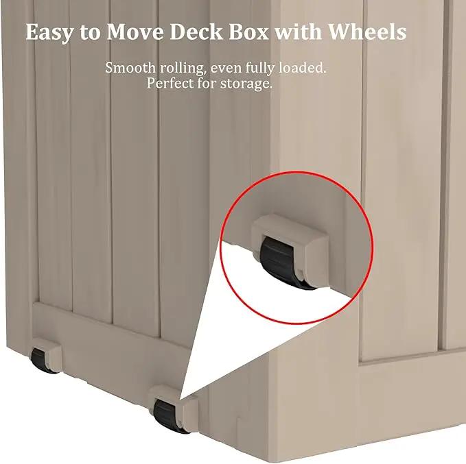 80 Gallon Outdoor Storage Box with Wheels, Waterproof Lockable Resin Deck Box Patio Storage Bin for Pool Accessories Cushion Furniture, Garden Tools, UV-Resistant Outside Delivery Grey by GreenHaven Gardens