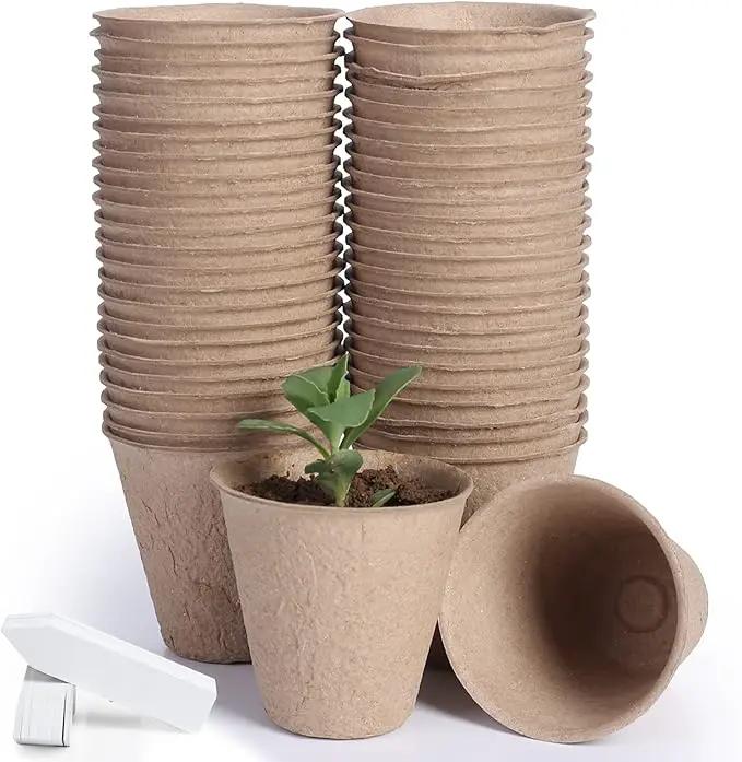 JERIA 50-Pack 3.15 Inch Peat Pots for Seedling with 50 Pcs Plant Labels,Outdoor Garden Germination Nursery Pots,Biodegradable Seed Starter Pots Kits by GreenHaven Gardens
