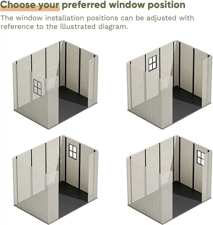Patiowell 8 x 6 FT Plastic Outdoor Storage Shed with Floor, Resin Shed with Window and Lockable Door for Garden, Backyard, Tool Storage Use, Easy to Install in Beige (Kick-it Shed) by GreenHaven Gardens