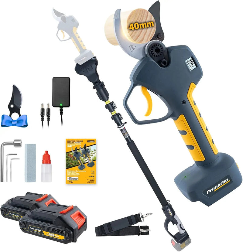 2-in-1 Brushless Pole Pruning Shear, 40mm Professional Cordless Pruners with Extension 1.6 Inches Compatible with Makita 18V Batteries Electric Tree Pruner 4000mAh Battery Secateurs by GreenHaven Gardens