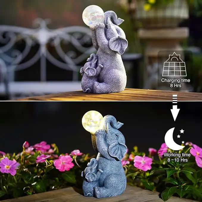 Goodeco Solar Elephant Statue - Outdoor Decor with LED Lights - Grey Resin - Ideal Gift for Elephant Lovers & Garden Enthusiasts by GreenHaven Gardens
