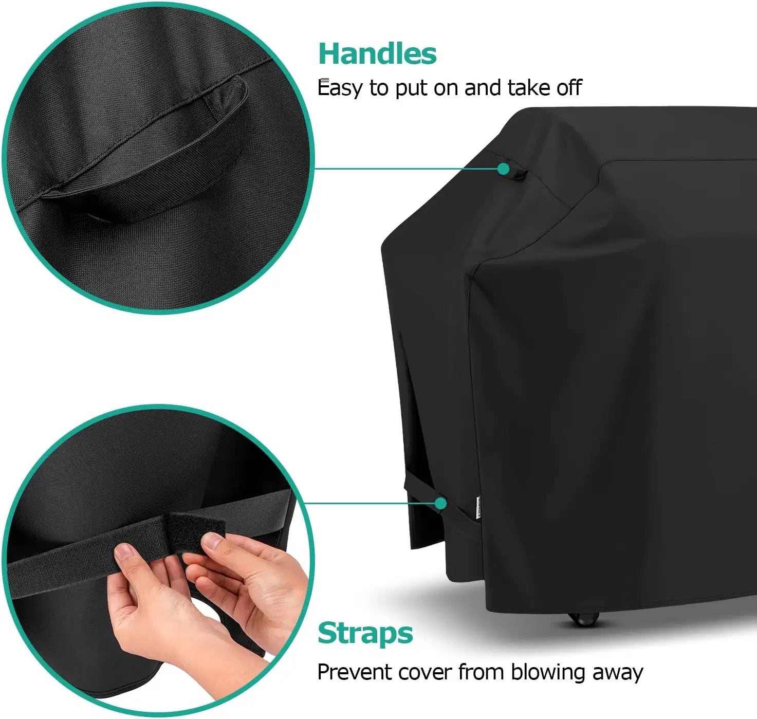SunPatio Grill Cover 50 Inch, Outdoor Heavy Duty Waterproof Barbecue Gas Cover, UV & Fade Resistant, All Weather Protection Compatible for Weber CharBroil Kenmore Nexgrill Grills and More, Black by GreenHaven Gardens