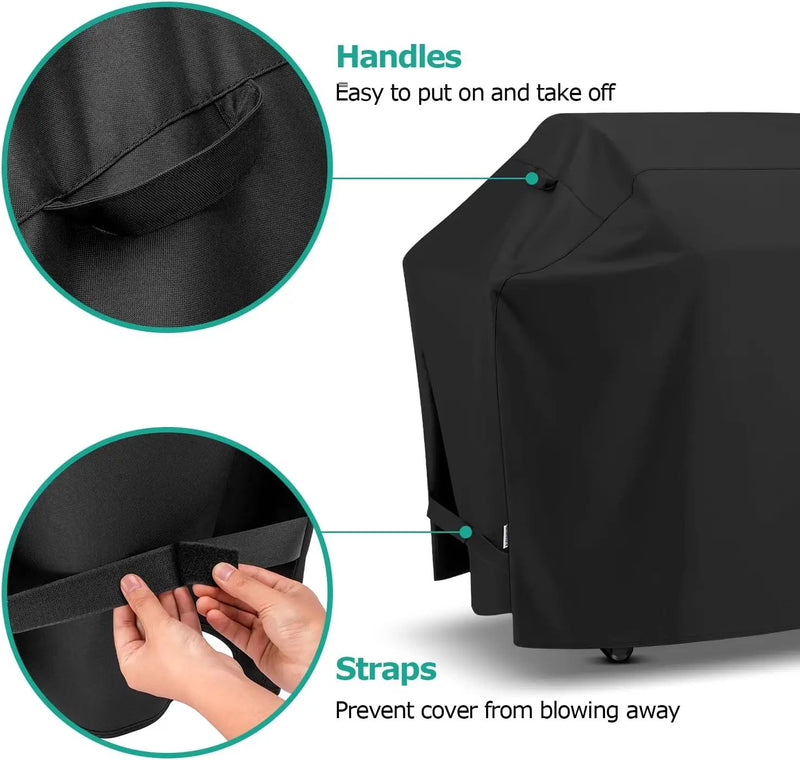 SunPatio Grill Cover 50 Inch, Outdoor Heavy Duty Waterproof Barbecue Gas Cover, UV & Fade Resistant, All Weather Protection Compatible for Weber CharBroil Kenmore Nexgrill Grills and More, Black by GreenHaven Gardens