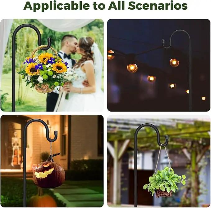 Kingsyard Adjustable Shepherd Hooks for Outdoor - 76 INCH Heavy Duty Bird Feeder Pole with 5 Prong Base, Hummingbird Feeder Stand, Garden Plant Baskets, Weddings Decor, Solar Light Lanterns by GreenHaven Gardens
