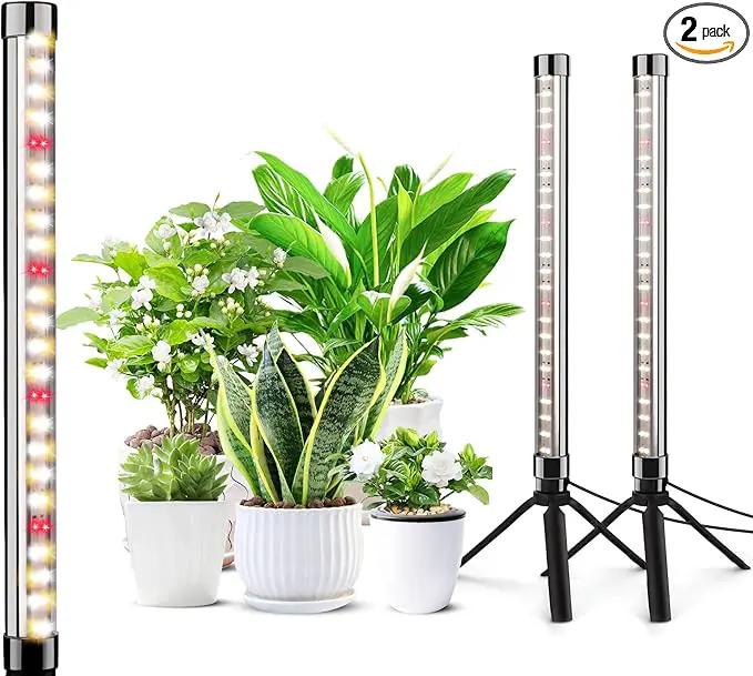 2 Pack Grow Lights for Indoor Plants, Height Adjustable with On/Off Switch and Timer, Vertical Plants Grow Light for Indoor Plant Growth and Flowering by GreenHaven Gardens