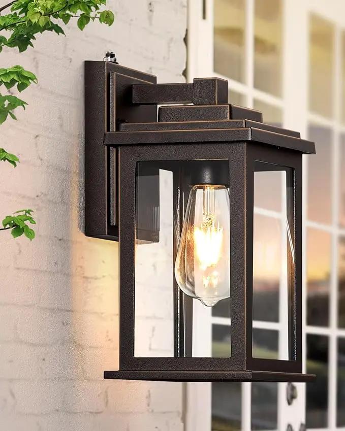 VIANIS Oil Rubbed Bronze Dusk to Dawn Outdoor Lights, Anti-Rust Aluminum Outside Lights for House, Modern Waterproof Hardwired Outdoor Wall Sconce for Porch, Garage, Front Door, Easy-to-Install by GreenHaven Gardens