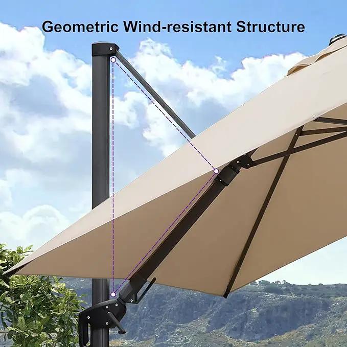 PURPLE LEAF 6.5' X 10' Left-right Tilt Patio Umbrella with Base Outdoor Cantilever Swivel Rectangle Umbrella Aluminum Offset Umbrella with 360-degree Rotation for Garden Deck Pool Patio Beige by GreenHaven Gardens