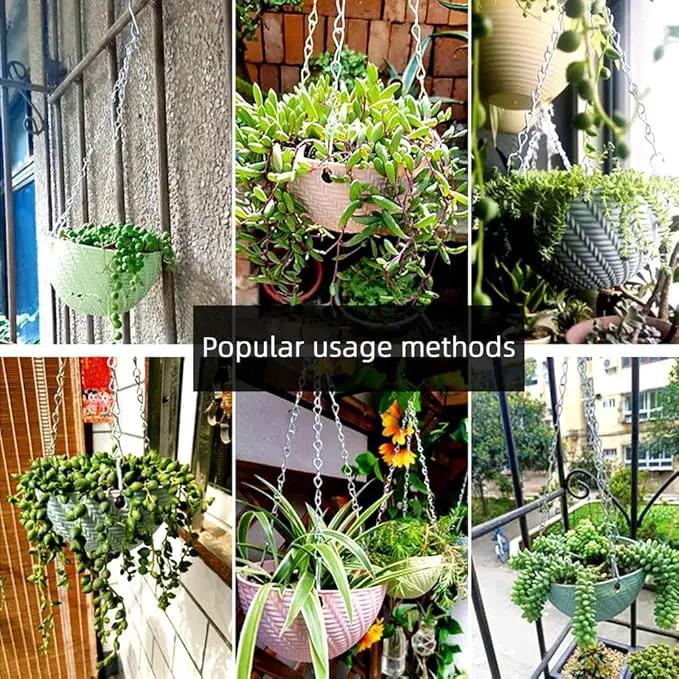 197 Inch DIY Silver Hanging Basket Chains, Adjustable Length, Decorative Metal Chain with Hooks for Hanging Bird Feeders, Planters, Ornaments by GreenHaven Gardens