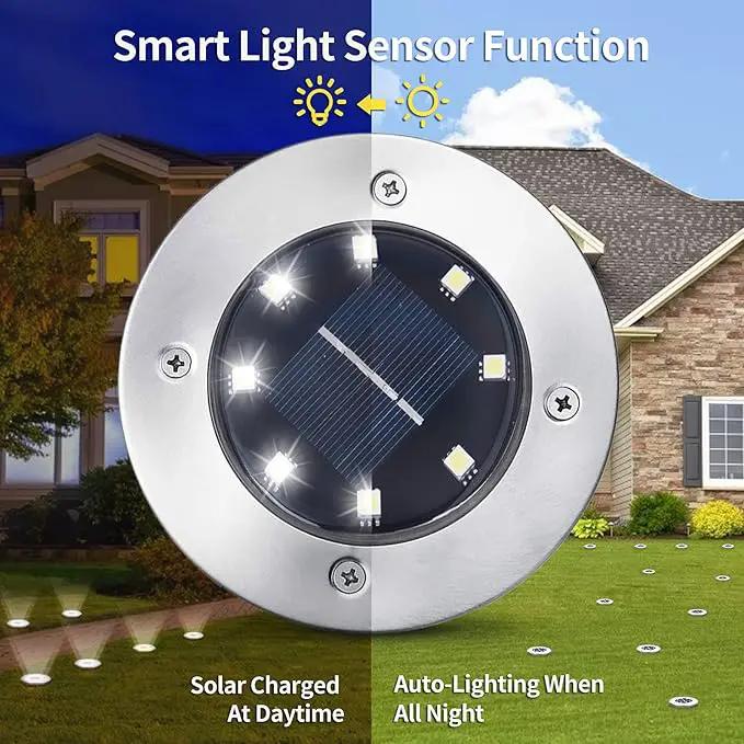 Aogist Solar Ground Lights 12 Packs, 8 LED Solar Garden Lights, Outdoor Solar Disk Lights, In-ground Outdoor Landscape Lights for Pathway Yard Walkway Patio Lawn Path (Cold White) by GreenHaven Gardens
