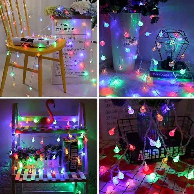 Coloured Globe String Lights Battery Operated，2 Pack 26.2FT 60 LED 16 Colour Changing Water Proof Crystal Ball Outdoor String Lights with Remote Control for Home, Patio,Party, Christmas, Garden Decor by GreenHaven Gardens
