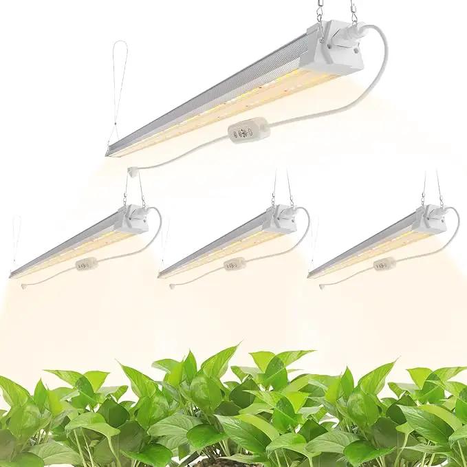 FREELICHT 4 Pack 4FT LED Grow Light with Timer, 40W (250W Equivalent), Full Spectrum Grow Lights for Indoor Plants with 9/12/15H Timer, Linkable Plant Growing Lamp for Hydroponic Plants Seeding Veg by GreenHaven Gardens