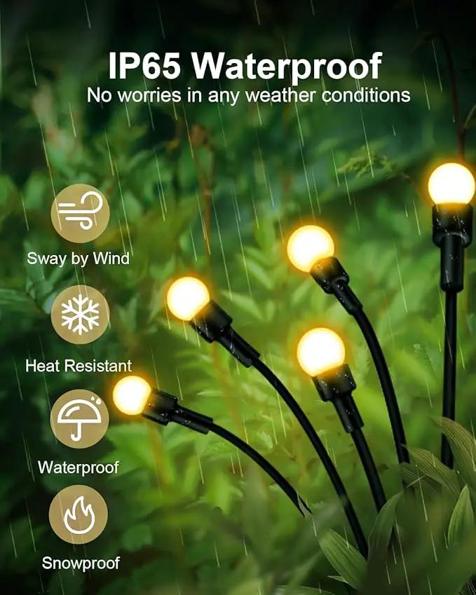 Solar Garden Lights,2Pack 16LEDs 8Modes Firefly Lights Outdoor Decorations, Swaying Light Sway by Wind,Firefly Solar Lights for Outside IP65 Waterproof,Yard Patio Decoration, Warm White by GreenHaven Gardens