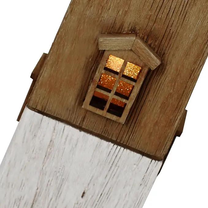 Wooden Lighthouse Decor with Light, Decorative Nautical Lighthouse Rustic Ocean Sea Beach Themed Lighthouse Decoration, Handcrafted Tabletop Nautical Themed Home Decor Bathroom Decor (13.78“H) by GreenHaven Gardens