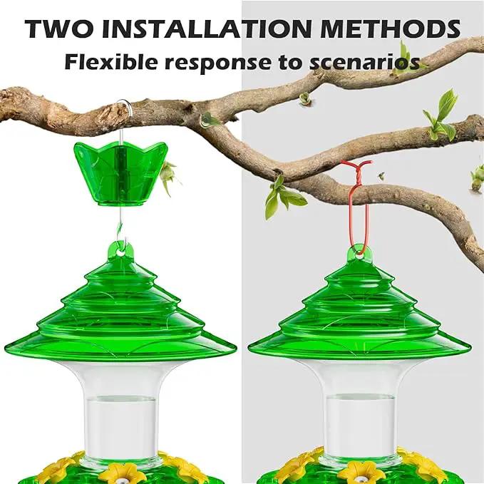 Birdream Hummingbird Feeder for Outdoors Hanging, 20oz Hummingbird Feeders with 5 Bee Guard Feeding Ports & Built-in Ant Moat Brush Leak-Proof for Outside Gifts for Women - Green by GreenHaven Gardens