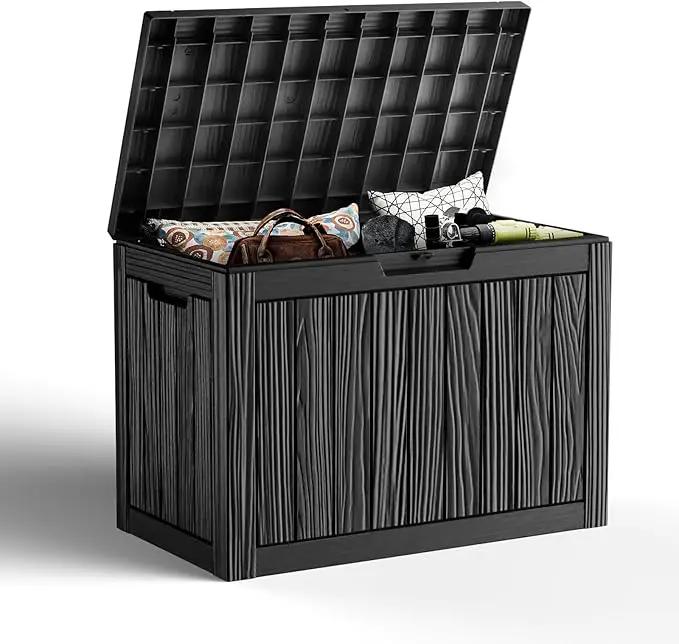 45 Gallon Resin Deck Box, Lockable Outdoor Storage Box for Patio Cushions Storage Furniture,Garden Tools, Pool Supplies, Weatherproof and UV Resistant（Black） by GreenHaven Gardens