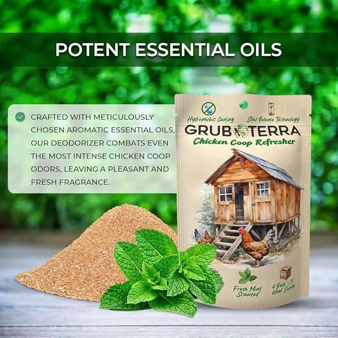 GrubTerra Coop Refresher Odor Freshener for Chicken Pen, Suitable for Chicken Waterer and Chicken Feeder, Smell Control Solution for Clean and Fresh Chicken Living Environment by GreenHaven Gardens