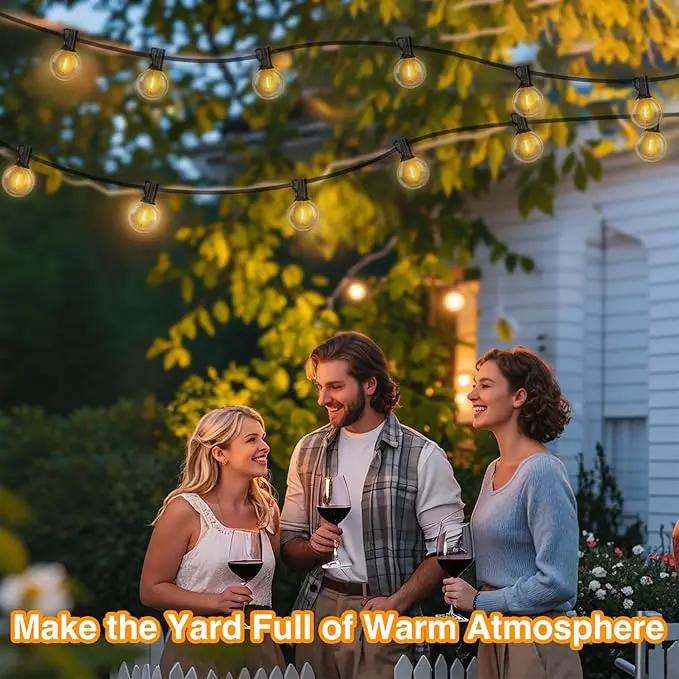 DAYBETTER 25FT Solar String Lights for Outside Waterproof with Remote,12 LED Shatterproof Bulbs Dimmable&Timer, Solar Patio Lights 3 Installation(Clips/Stakes/Nails) for Outdoor Porch Garden Market by GreenHaven Gardens