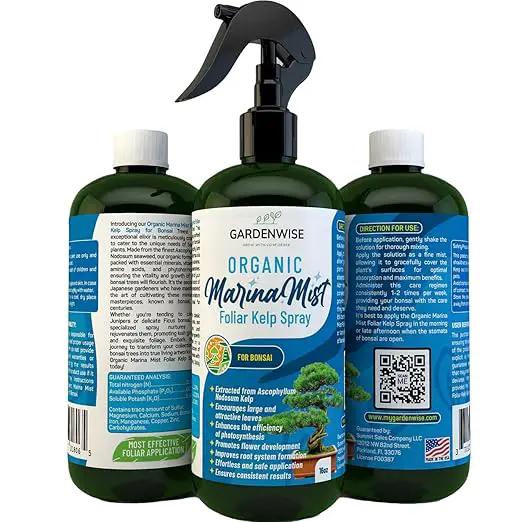 Organic Marina Mist Foliar Spray for All Live Indoor and Outdoor Bonsai Tree Plants | Micro Nutrients for Vital Bonsai Health | Gentle Formula | Liquid Plant Food | Quick Results (16 oz) by GreenHaven Gardens