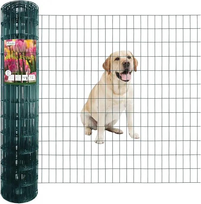 Green PVC Coated Welded Wire Fence 48 Inch x 50 Foot, 2 Inch x 4 Inch 14GA, Garden Border Fencing Roll Vinyl Coating Metal Wire Mesh Hardware Cloth for Yard Vegetable Plant Protection by GreenHaven Gardens