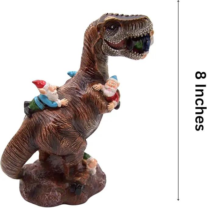 Wowser Gnome Statue: Funny Garden Figurine - Unique Home & Outdoor Decor (T-Rex), Gnome Decoration for Yard by GreenHaven Gardens