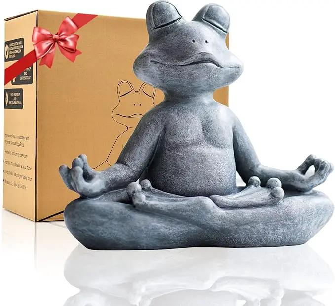 Goodeco 12.5" L×10" H Meditating Yoga Frog Statue - Gifts for Women/Mom, Zen Garden Frog Figurines for Home and Garden Decor, Frog Decorations Gift Ideas, Frog Gifts for Women by GreenHaven Gardens