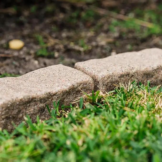 Beuta Landscape Edging | Garden Edging Border | Faux Stone Bricks for Lawn edging, Flower beds, Pathways & Yard Edging– 4 Packs | Each Section Has 6 Bricks 48"L x 4"W x 2.25"H | 12 Spikes |Sandstone by GreenHaven Gardens