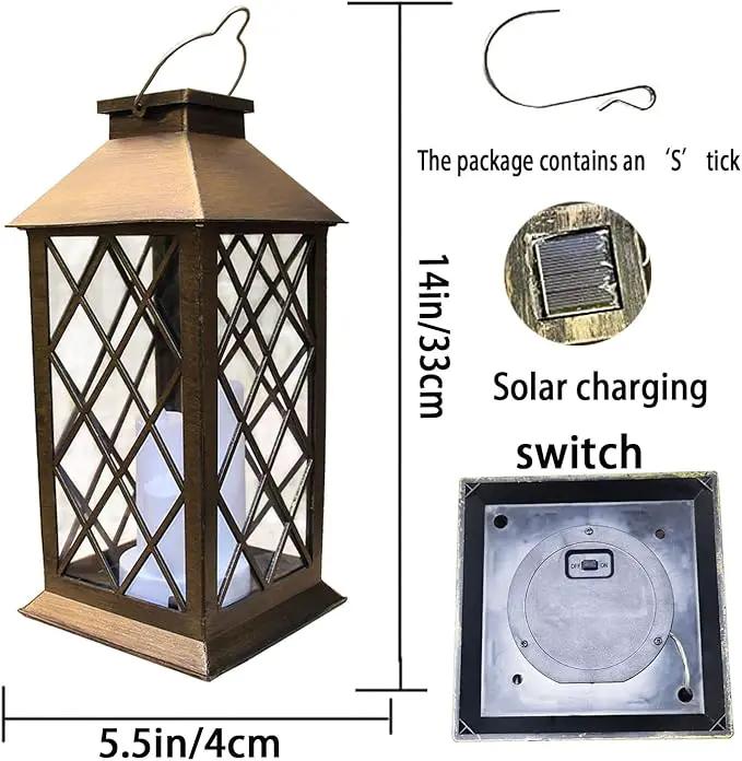 Solar Outdoor Lantern, Garden Hanging Waterproof Lanterns PVC Upgrade 3 LED Flickering Flameless Candle Decorative for Garden Women Mom Grandma Halloween Gifts (Grid Candle) by GreenHaven Gardens