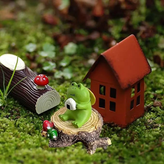 Miniature Frog Figurines - Cute Frog Sculpture for Outdoor Fairy Garden and Desk Decorations - Adorable Figurine Statue Decor for Plant Shelf, Desk, Office, Bedroom by GreenHaven Gardens