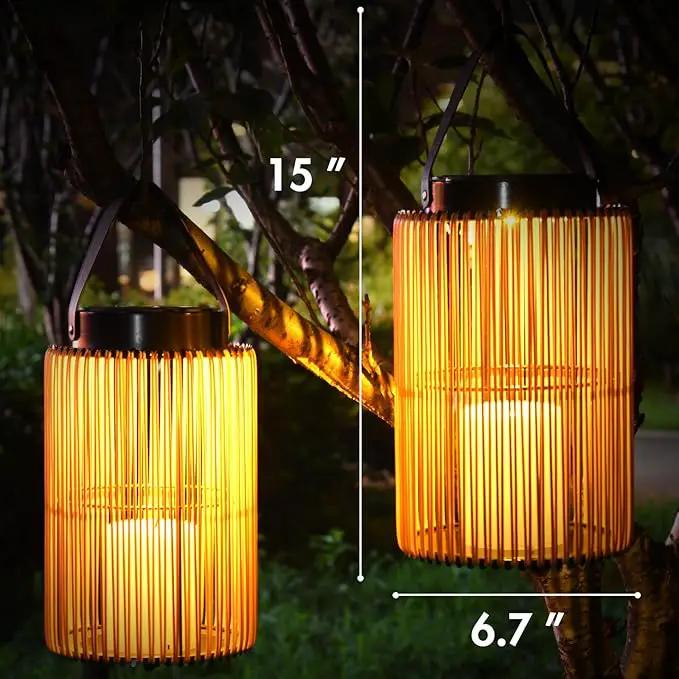 2 Pack Solar Lanterns for Outdoor Waterproof, ZBLUXBZ Outdoor Table Lamp for Outside Hanging Solar Lights, LED Garden Cordless Lights Perfect for Patio and Pathway Lighting (11-inch Height, Yellow) by GreenHaven Gardens