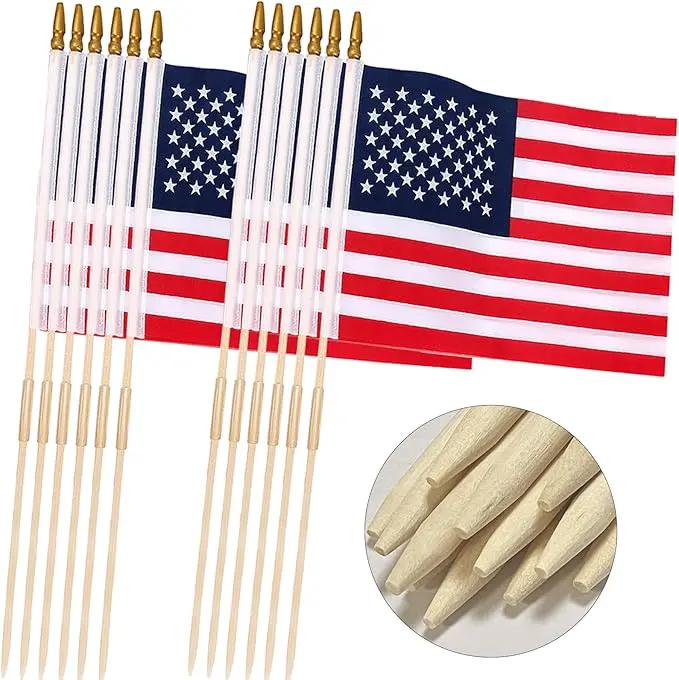 100 Pcs 12x18 Inch American Flags on Stick, American Flags, USA Stick Flag with Handheld and Grounded Multi-Purpose Flagpole, Design for Memorial Day, 4th of July, Veterans Day by GreenHaven Gardens