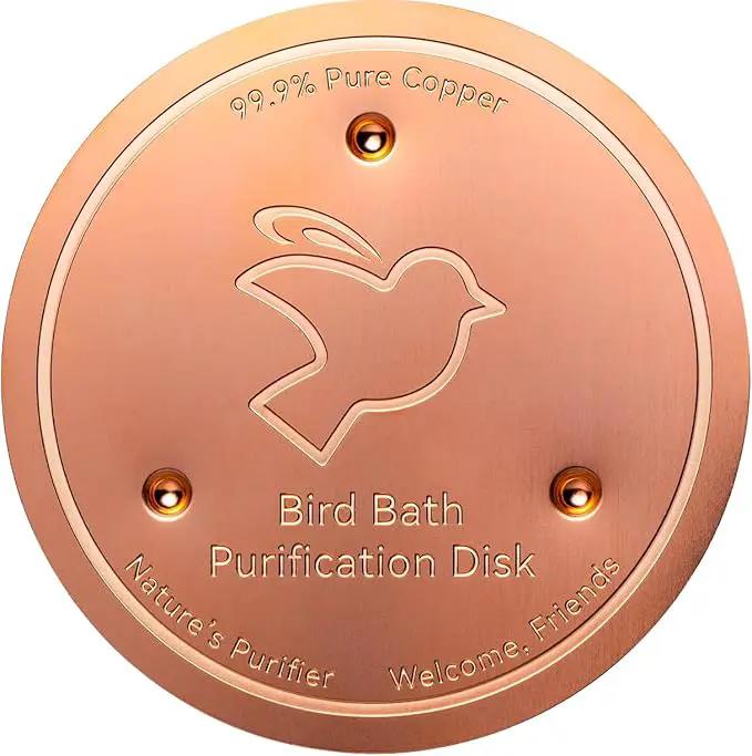 Mellbree Bird Bath Copper Disk, 0.6mm Reinforced 99.99% Pure Copper Cleaning Disk with Triple-Point Support for Physical Safe Clean Water All-Season, Universal Fit for Outdoor Birdbaths, Bowl by GreenHaven Gardens