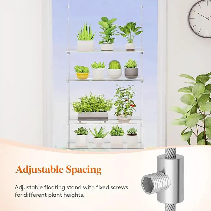 Lifewit 2-Tier Window Plant Shelves 15 inch, Acrylic Adjustable Hanging Floating Shelf, Window Sill Extender for Indoor Succulent Plants, Micro Greens, Seed Starter Pots, Herb Planters by GreenHaven Gardens