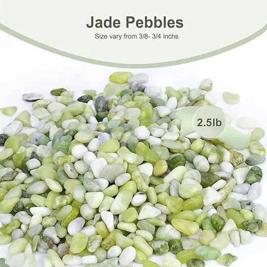 2.5 lbs Jade Pebbles for Indoor Plants, Decorative Pebbles for Bamboo, Vase, 3/8" Plant Gravel for Pots Indoor, Highly Polished Small River Rocks by GreenHaven Gardens
