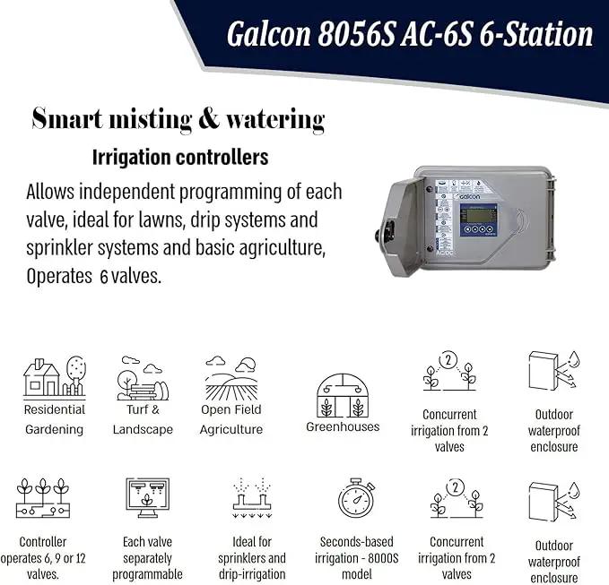 Galcon 8056S AC-6S 6-Station Indoor Irrigation or Outdoor Controller-Seconds Operation by GreenHaven Gardens
