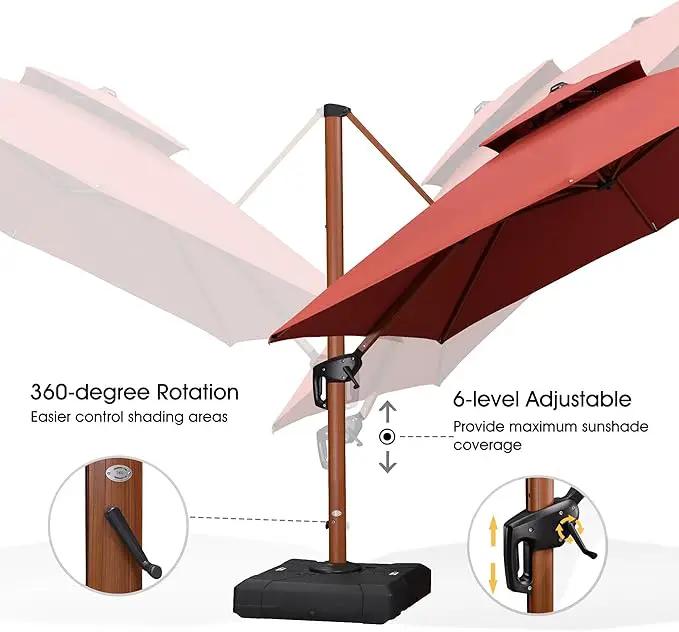 PURPLE LEAF 10ft Patio Umbrella with Base Outdoor Square Umbrellas Large Cantilever Umbrella Windproof Offset Umbrellas Heavy Duty Sun Umbrella for Garden Deck Pool Patio, Brick Red by GreenHaven Gardens