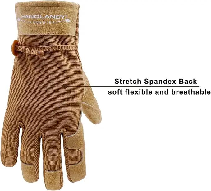 HLDD HANDLANDY Work Gloves for Women and Ladies, Leather Gardening Gloves Flexible Mechanic Working Gloves by GreenHaven Gardens