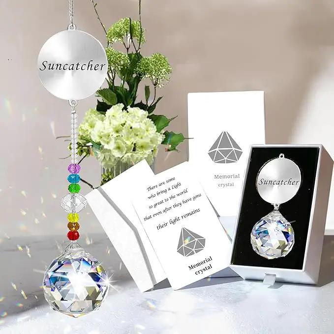 Memorial Gifts Crystal Suncatcher,Unique Sympathy Gifts for Loss of Loved One,Rainbow Maker Bereavement Gifts Box for Loss of Father Mom Dad Son Daughter Husband Brother Grandmother (A) by GreenHaven Gardens