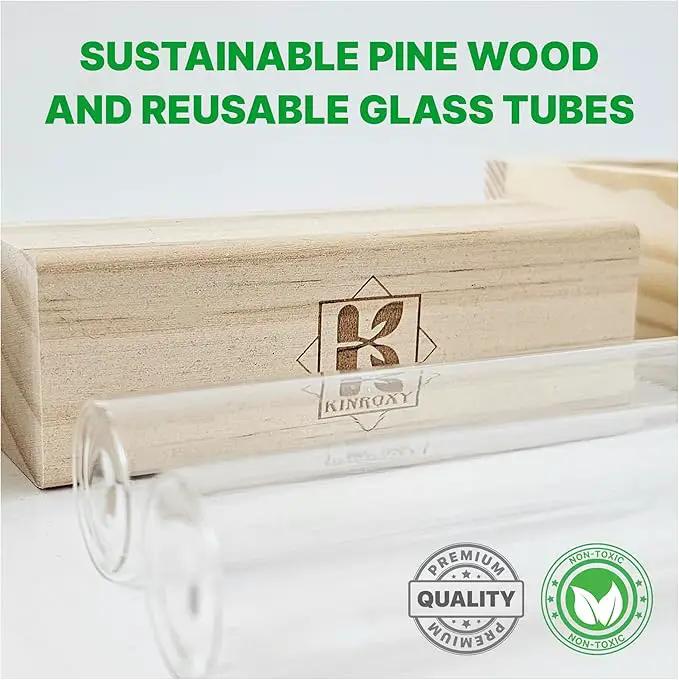 Plant Propagation Station - 3-Piece Wooden Stand with 4 Glass Test Tubes, Terrarium Vases for Plants, Hydroponic Propagation Planter for Home office Decor, Plant Lover Gift. by GreenHaven Gardens