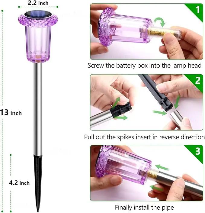 DenicMic Solar Lights Outdoor Pathway Lights LED Waterproof Acrylic Lamp Head Stainless Steel Stake for Yard Garden Landscape Path Walkway Driveway Patio Lawn (Purple 10Pack) by GreenHaven Gardens