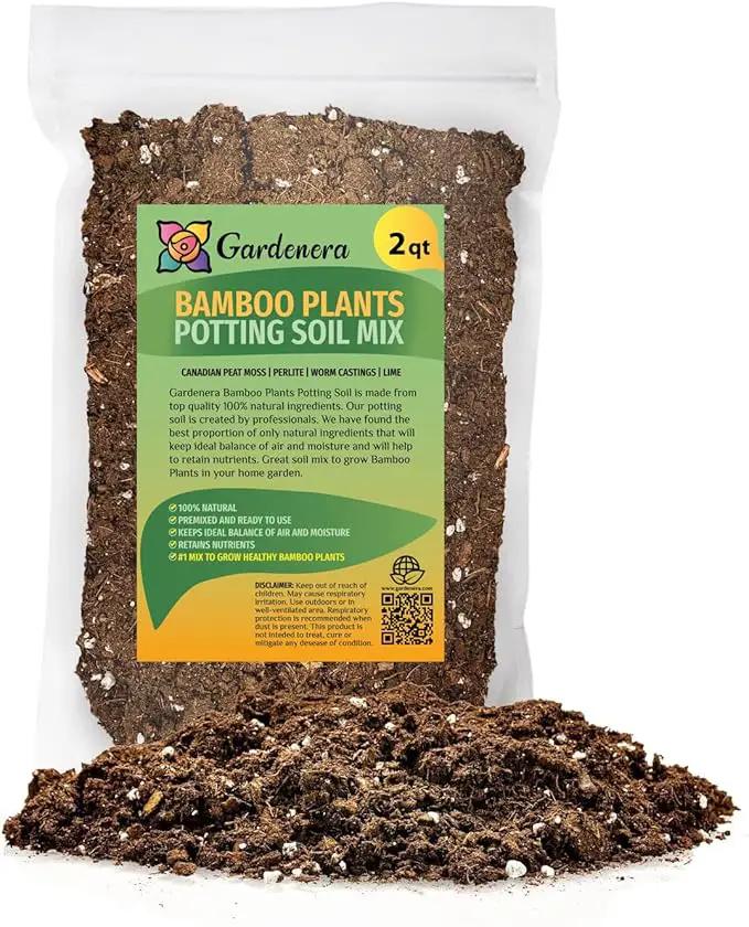 Premium Bamboo Potting Soil Mix - (2 Quart Bag) by GreenHaven Gardens