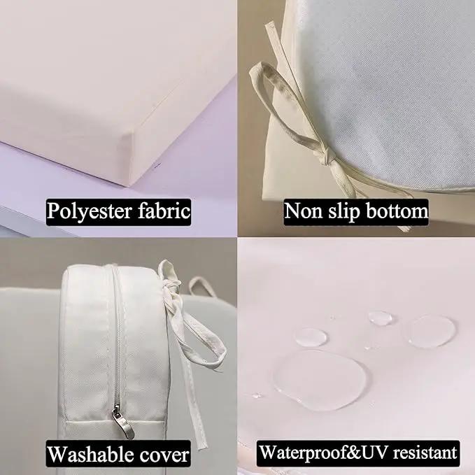 19 x 19 Inch Outdoor Seat Cushions for Patio Furniture with Non Slip and Ties Waterproof & UV Resistant Round Corner Outdoor Chair Cushions Replacement Set of 2, Beige by GreenHaven Gardens