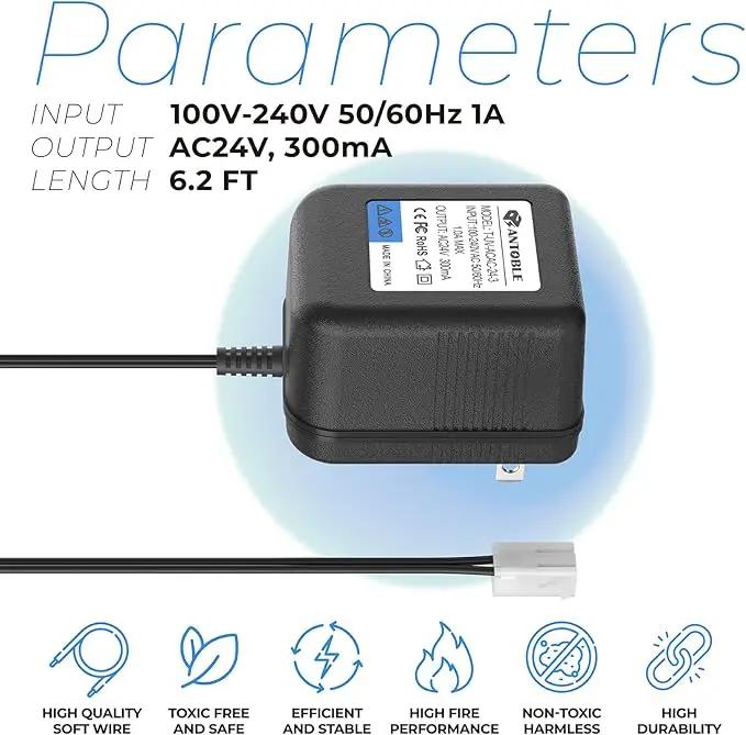 ANTOBLE Sprinkler System Power Supply Transformer 24V 300mA Irrigation Timers System Power Cord Replacement Part AC Adapter Charger Indoor Sprinkler Controller Irrigation System Accessories by GreenHaven Gardens